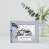 警察の細いブルーラインアメリカ国旗の感謝してい写真 ポストカード (スタンド正面)