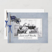 警察の細いブルーラインアメリカ国旗の感謝してい写真 ポストカード (正面/裏面)