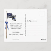 警察の細いブルーラインアメリカ国旗の感謝してい写真 ポストカード (裏面)