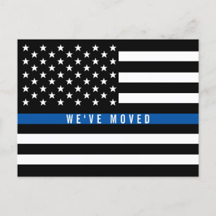 警察の細いブルーラインアメリカ国旗の移動 案内ポストカード