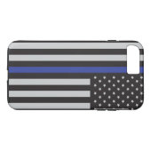 警察の細いブルーラインアメリカ国旗を支持する Case-Mate iPhoneケース (裏面(横))