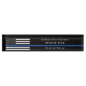 警察の細いブルーラインアメリカ国旗モノグラムの デスクネームプレート (正面)