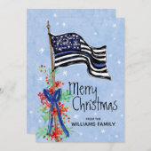 警察の細いブルーラインフラッグホリーレッドベリー名 シーズンカード (正面/裏面)