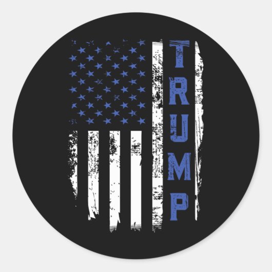 警察の細いブルーライン共和党警官アメリカ国旗 ラウンドシール (正面)