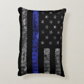 警察の細いブルーライン国旗 アクセントクッション (裏面(縦))