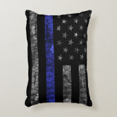 警察の細いブルーライン国旗 アクセントクッション (正面(垂直))