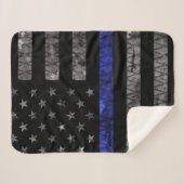 警察の細いブルーライン国旗 シェルパブランケット (正面(横))