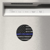 警察の細いブルーライン国旗 マグネット (インサイチュ (食洗機))