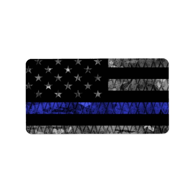 警察の細いブルーライン国旗 ラベル (正面)