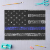 警察の細いブルーライン国旗 薄葉紙 (クラフト)