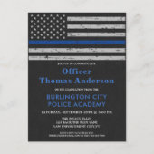 警察の細いブルーライン法執行卒業 インビテーションポストカード (正面)