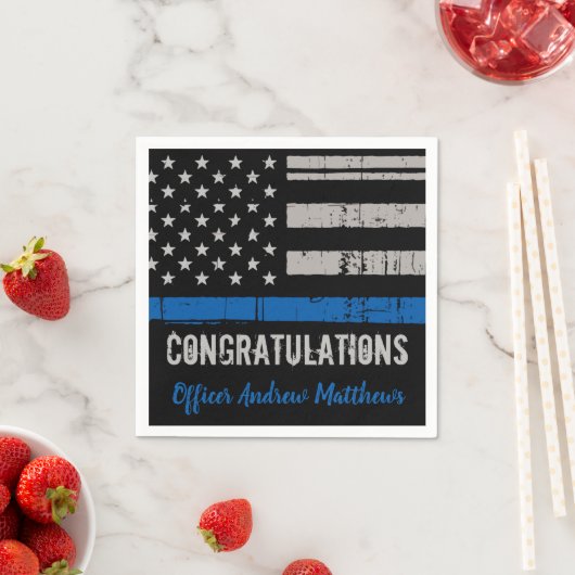 警察の細いブルーライン法執行卒業 スタンダードカクテルナプキン (インサイチュ)