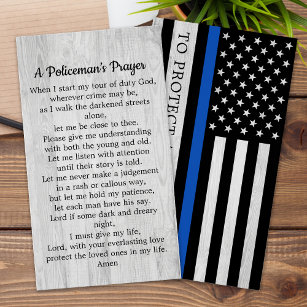警察の細いブルーライン警官の祈りの言葉カードバルク