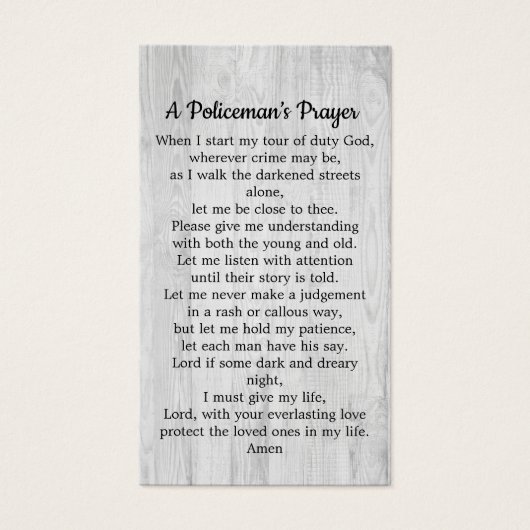 警察の細いブルーライン警官の祈りの言葉カードバルク (正面)