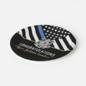 警察の細い青い旗の退職おめでとう ペーパープレート (アングル)
