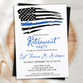 警察の細い青い線のフラグのモダン退職パーティー 招待状