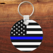 警察の細い青い線の国旗アメリカ統一された州 キーホルダー (正面)