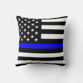 警察の細い青い線の国旗アメリカ統一された州 クッション (裏面)