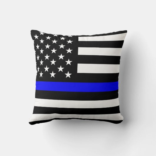 警察の細い青い線の国旗アメリカ統一された州 クッション (裏面)