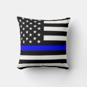 警察の細い青い線の国旗アメリカ統一された州 クッション (正面)