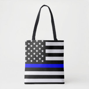 警察の細い青い線の国旗アメリカ統一された州 トートバッグ