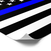 警察の細い青い線の国旗アメリカ統一された州 ポスター (角)
