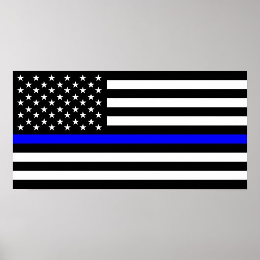 警察の細い青い線の国旗アメリカ統一された州 ポスター (正面)