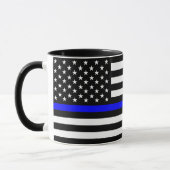 警察の細い青い線の国旗アメリカ統一された州 マグカップ (左)