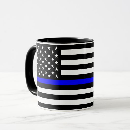 警察の細い青い線の国旗アメリカ統一された州 マグカップ (正面左)