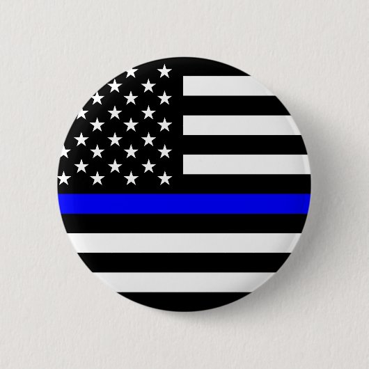 警察の細い青い線の国旗アメリカ統一された州 缶バッジ (正面)