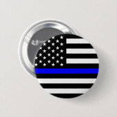 警察の細い青い線の国旗アメリカ統一された州 缶バッジ (正面&裏面)
