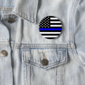 警察の細い青い線の国旗アメリカ統一された州 缶バッジ (インサイチュ)
