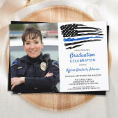警察の細い青い線の旗カスタムの写真卒業 招待状