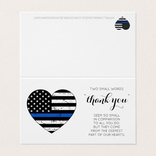 警察の細い青い線パーソナライズされたありがとう 名刺 (外部フラット)