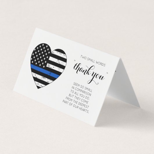 警察の細い青い線パーソナライズされたありがとう 名刺 (正面)