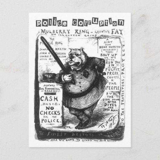 警察の腐敗 – 保護者は保護か? ポストカード (正面)