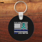 警察の自殺認識度ブルーライフ法執行兵 キーホルダー (正面)
