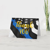 警察の薄い青い線のゴールドスクリプト法執行ステッカー サンキューカード (正面)