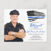 警察の薄い青い線のパーソナライズ写真の退職 インビテーションポストカード (正面)