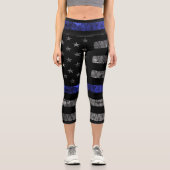 警察の薄い青い線の旗 カプリレギンス (正面)