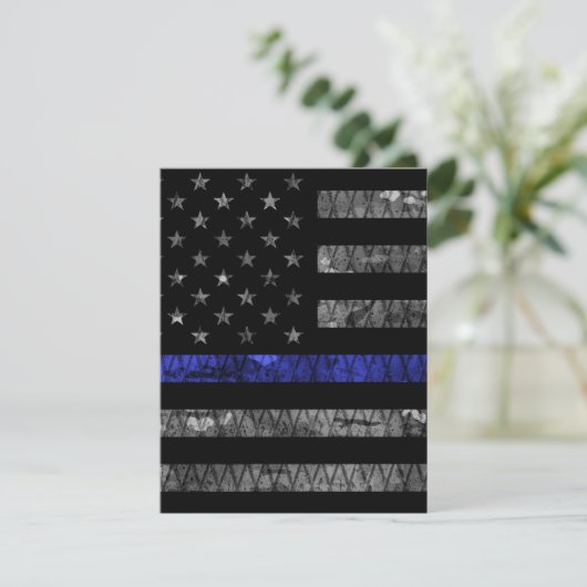 警察の薄い青い線の旗 サンキューカード (スタンド正面)