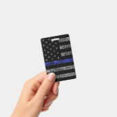 警察の薄い青い線の旗 バッジ (手持ち)