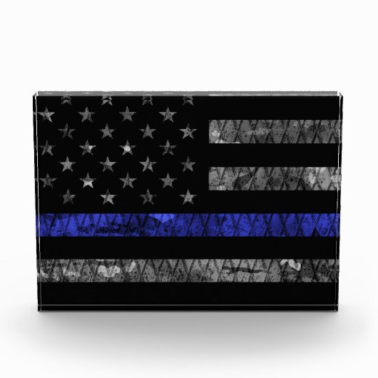 警察の薄い青い線の旗 フォトブロック (正面)