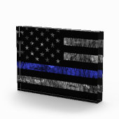 警察の薄い青い線の旗 フォトブロック (右)