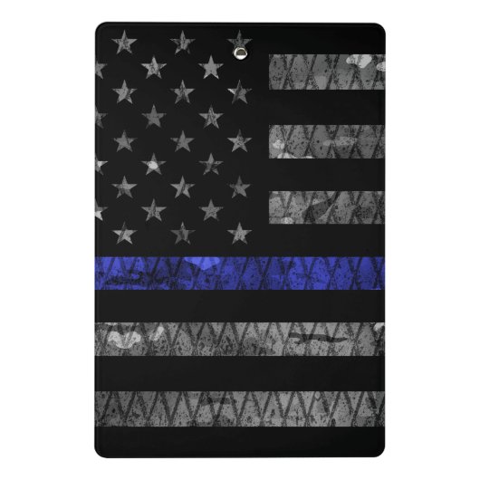 警察の薄い青い線の旗 ミニクリップボード (裏面)