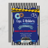 警察の誕生日のパーティーの招待 招待状 (正面/裏面)