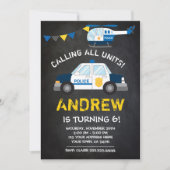 警察の誕生日の招待状、黒板の背景 招待状 (正面)