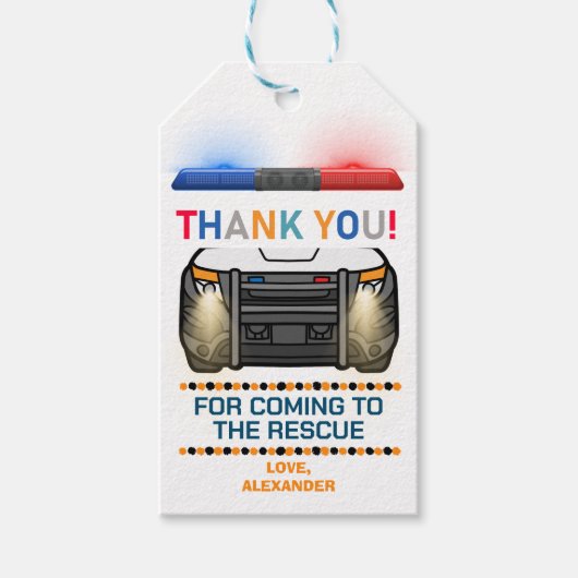 警察の誕生日パーティーのお願い ギフトタグ (正面)