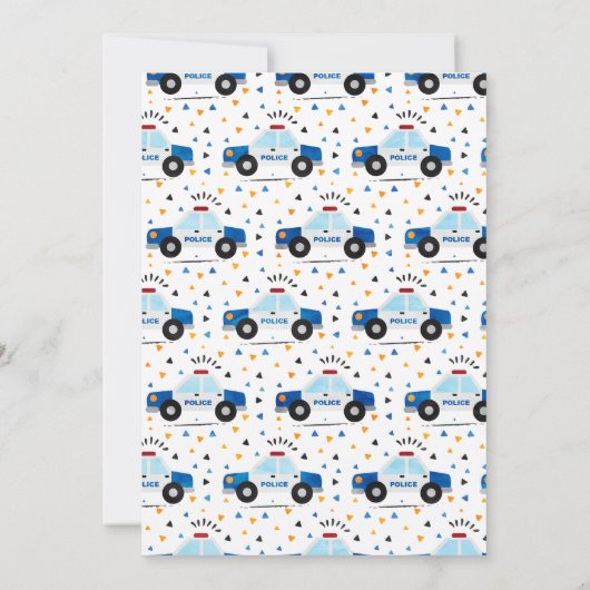 警察の誕生日パーティーの警官と強盗の警官 招待状 (裏面)