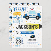 警察の誕生日パーティーの警官と強盗の警官 招待状 (正面/裏面)